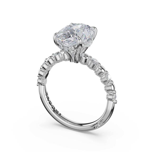 Round Pattern Oval Solitaire Engagement Ring