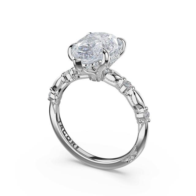 Mixed Pattern Pear Solitaire Engagement Ring
