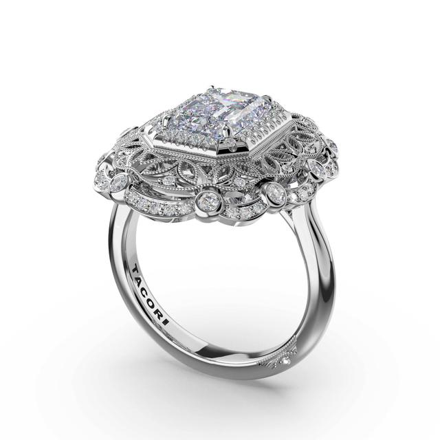 Emerald Estate Diamond Engagement Ring