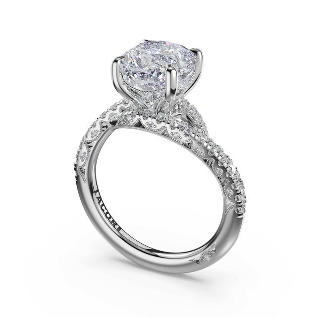 Pavé Bypass Cushion Engagement Ring