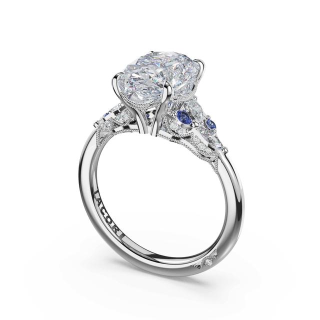 Sapphire Cluster Oval Engagement Ring