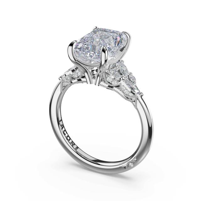 Asymmetrical Cluster Radiant Engagement Ring