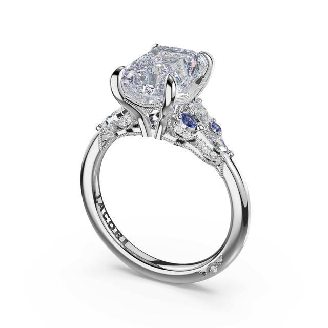 Sapphire Cluster Radiant Engagement Ring