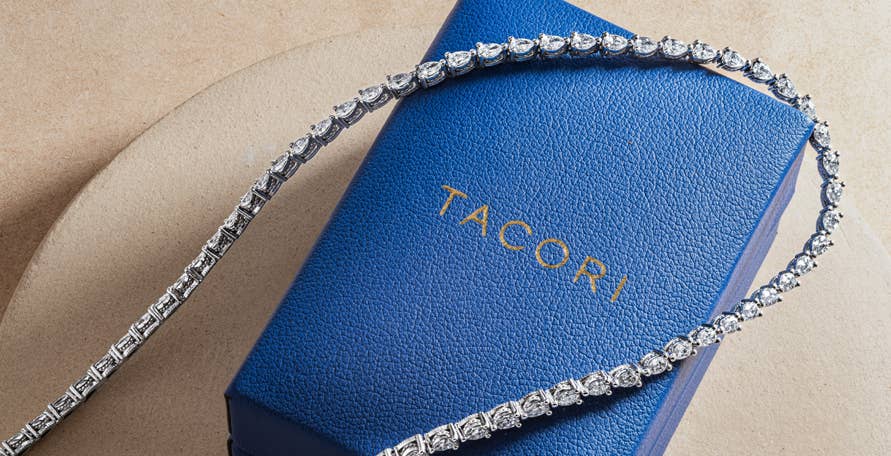 Stilla diamond necklace on TACORI blue box