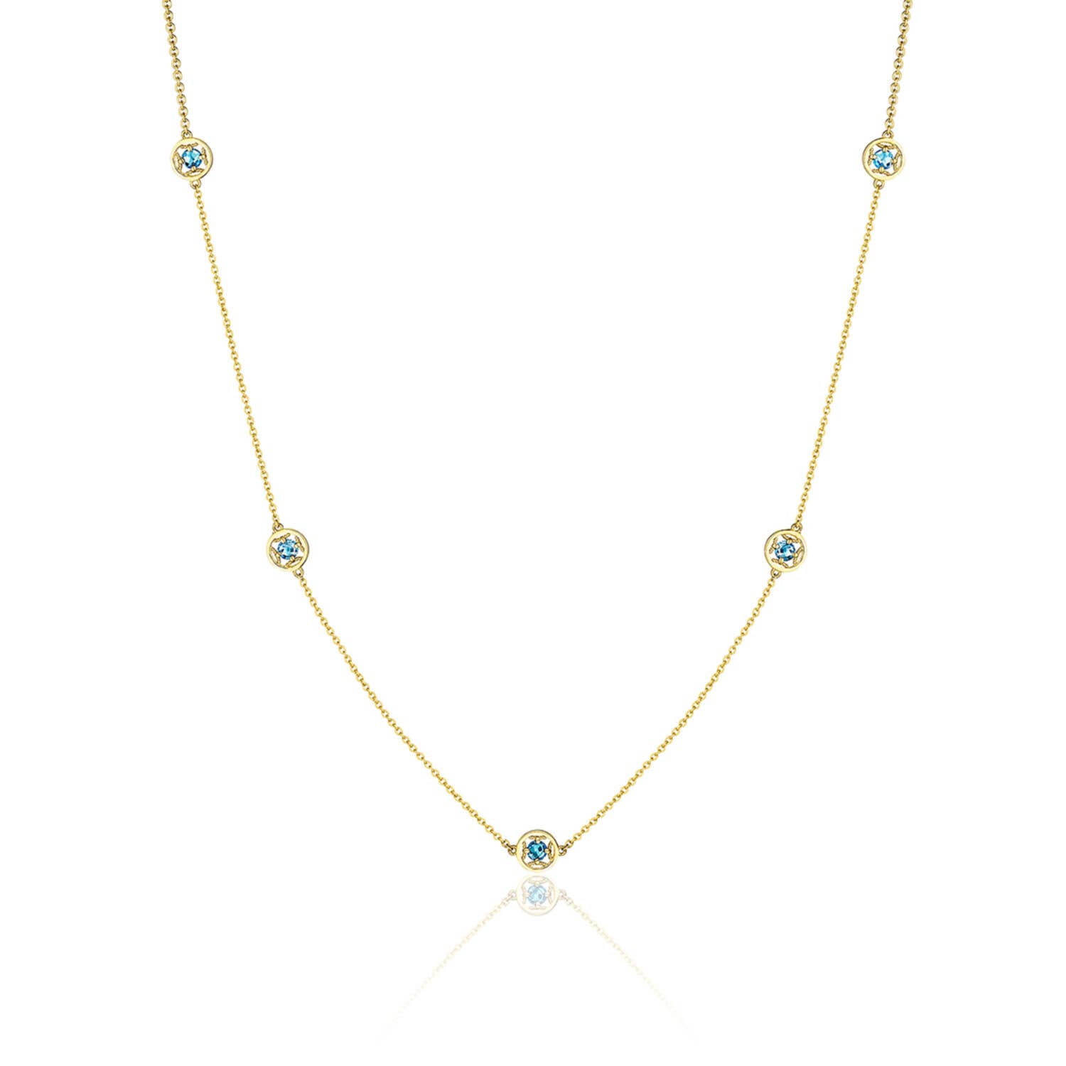 5-Station Petite Gemstone Necklace with London Blue Topaz