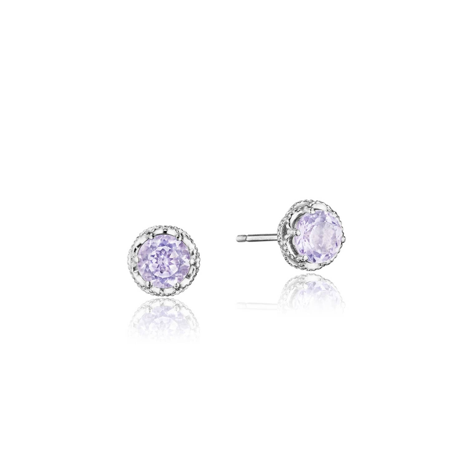 Petite Crescent Crown Studs featuring Rose Amethyst
