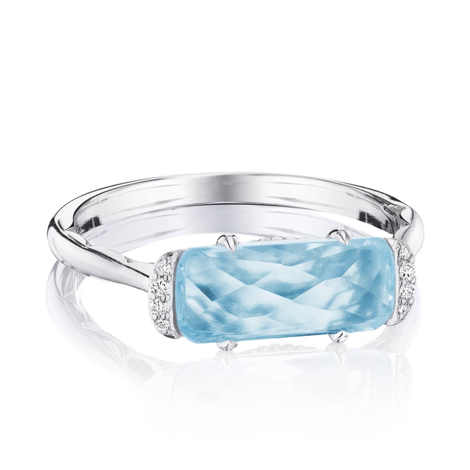 Solitaire Emerald Cut Ring with Sky Blue Topaz
