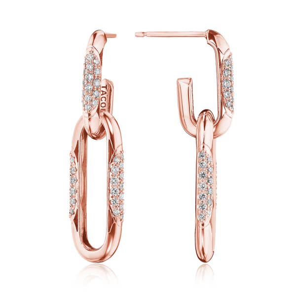 Double Link Earrings, Diamonds