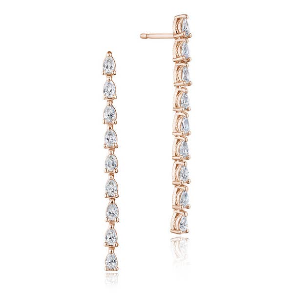 Pear Diamond Drop Earring in 18k Rose Gold - FE830PK