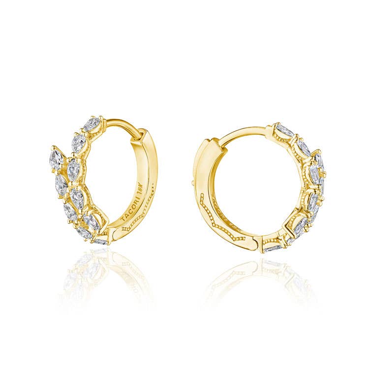 Medium Hoop Pear Diamond Earrings in 18k Yellow Gold