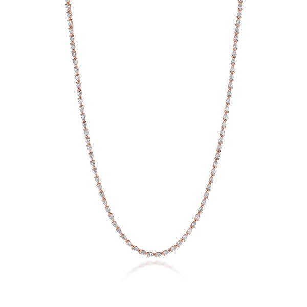 Diamond Tennis Necklace in 18k Rose Gold - FN66916PK