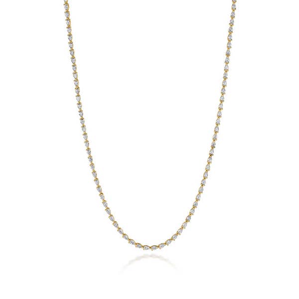 Diamond Tennis Necklace in 18k Yellow Gold - FN66916Y