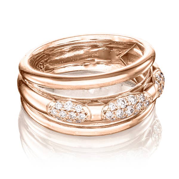 Crescent Eclipse 360 Stacked Ring in 18k Rose Gold