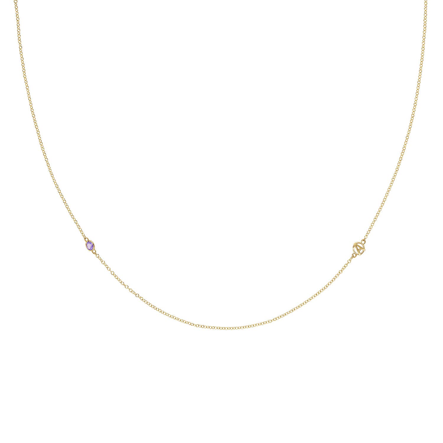 The Gemstone & Monogram Necklace w/ Amethyst