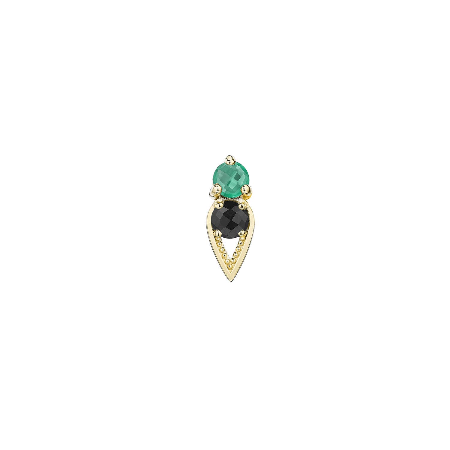 Petite Open Crescent Earrings with Black and Green Onyx