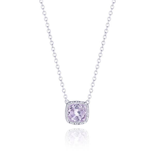 Cushion Gem Necklace with Rose Amethyst