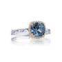 Cushion Bloom Gemstone Ring with Diamonds and London Blue Topaz  