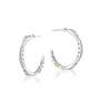 Petite Crescent Curve Hoop Earrings featuring Diamonds 