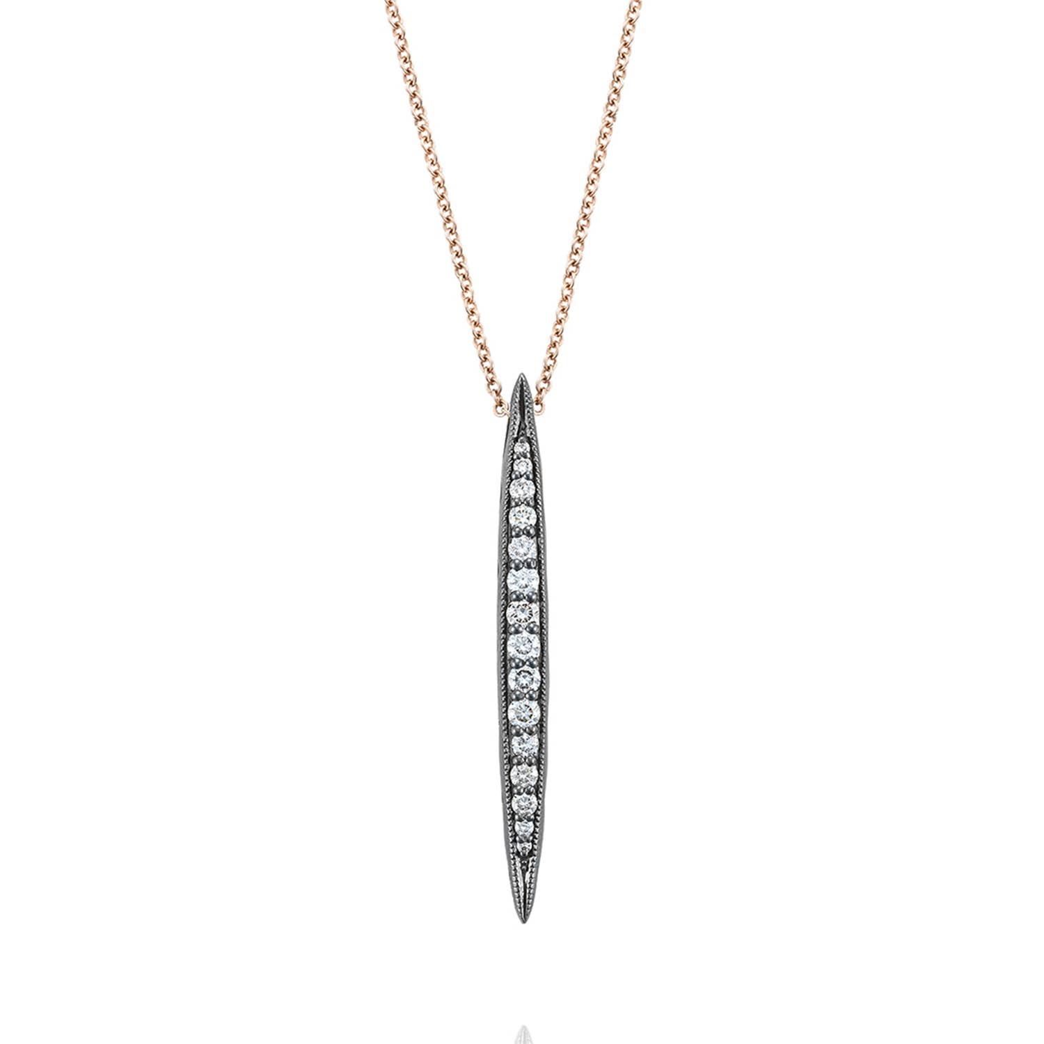Surfboard Pendant in Silver with Black Rhodium and Rose Gold