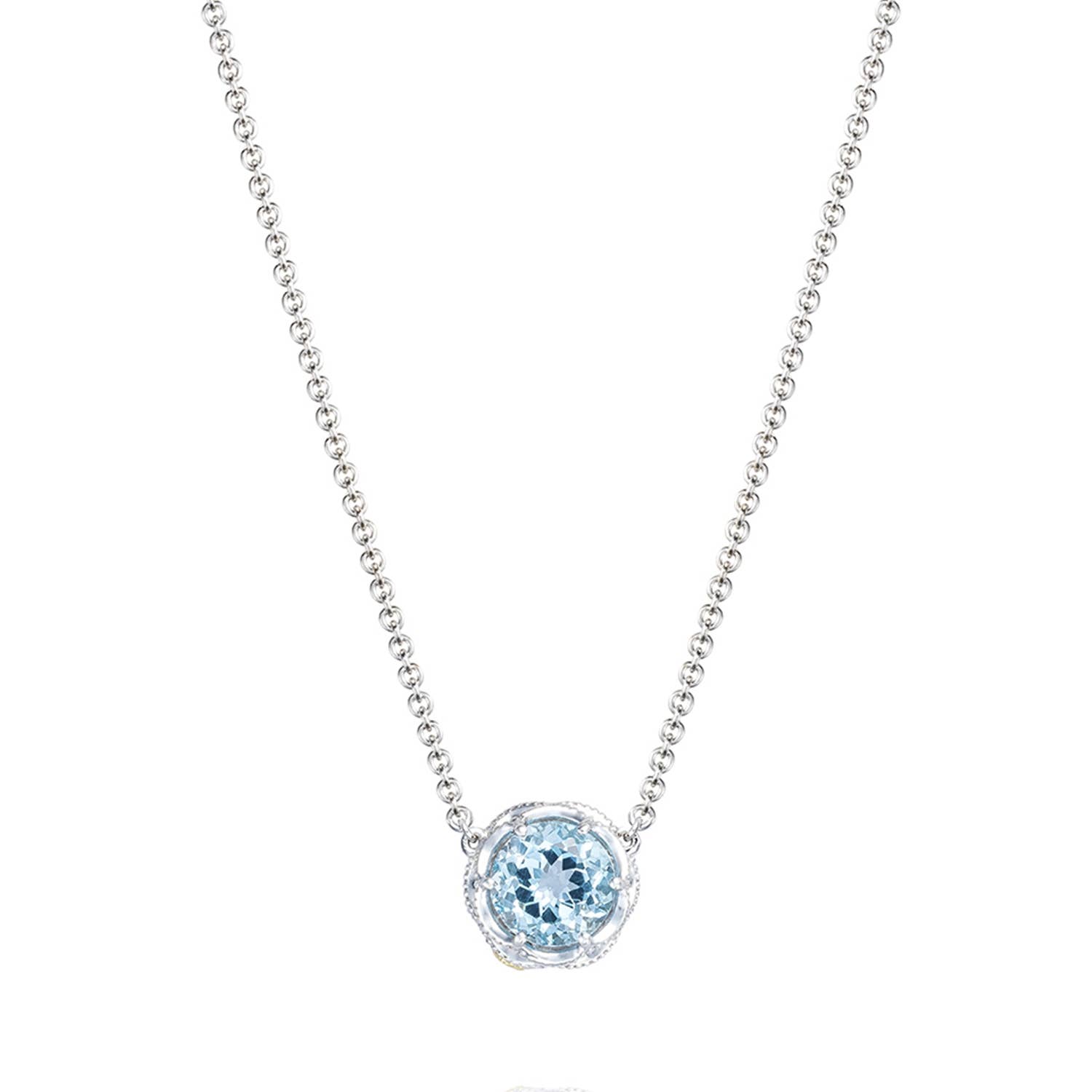 Crescent  Station Necklace featuring Sky Blue Topaz