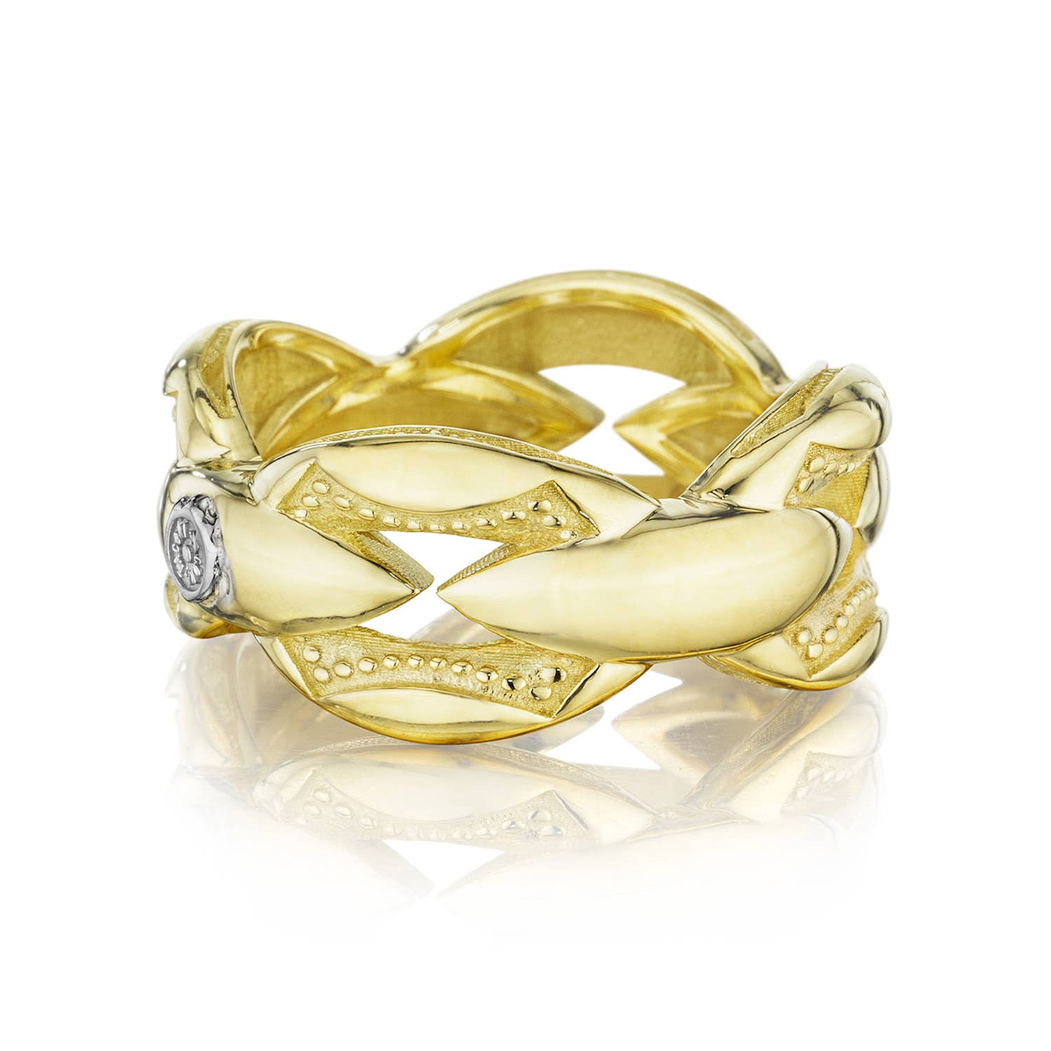 Bold Crescent Links Ring in Yellow Gold