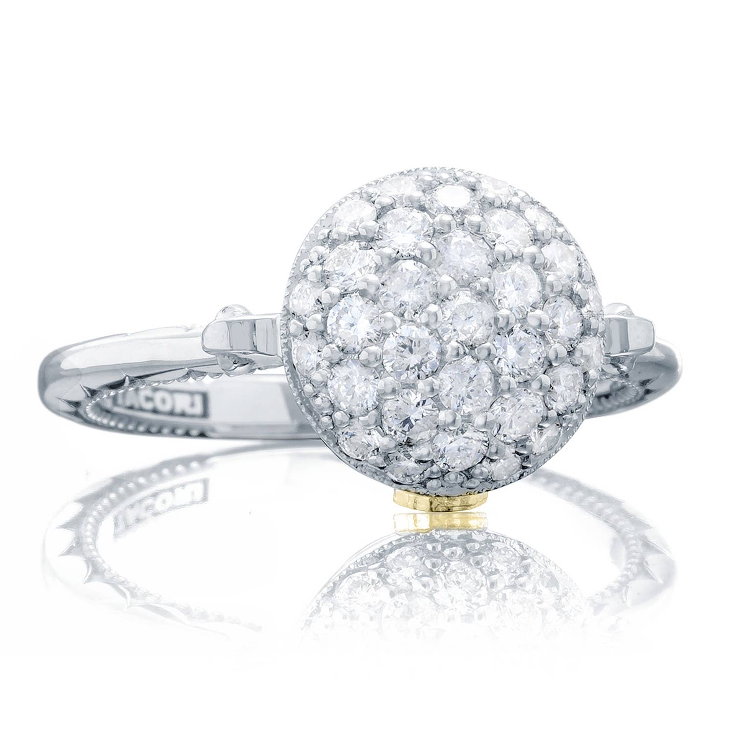 Pavé Dew Drop Ring in Silver with Diamonds