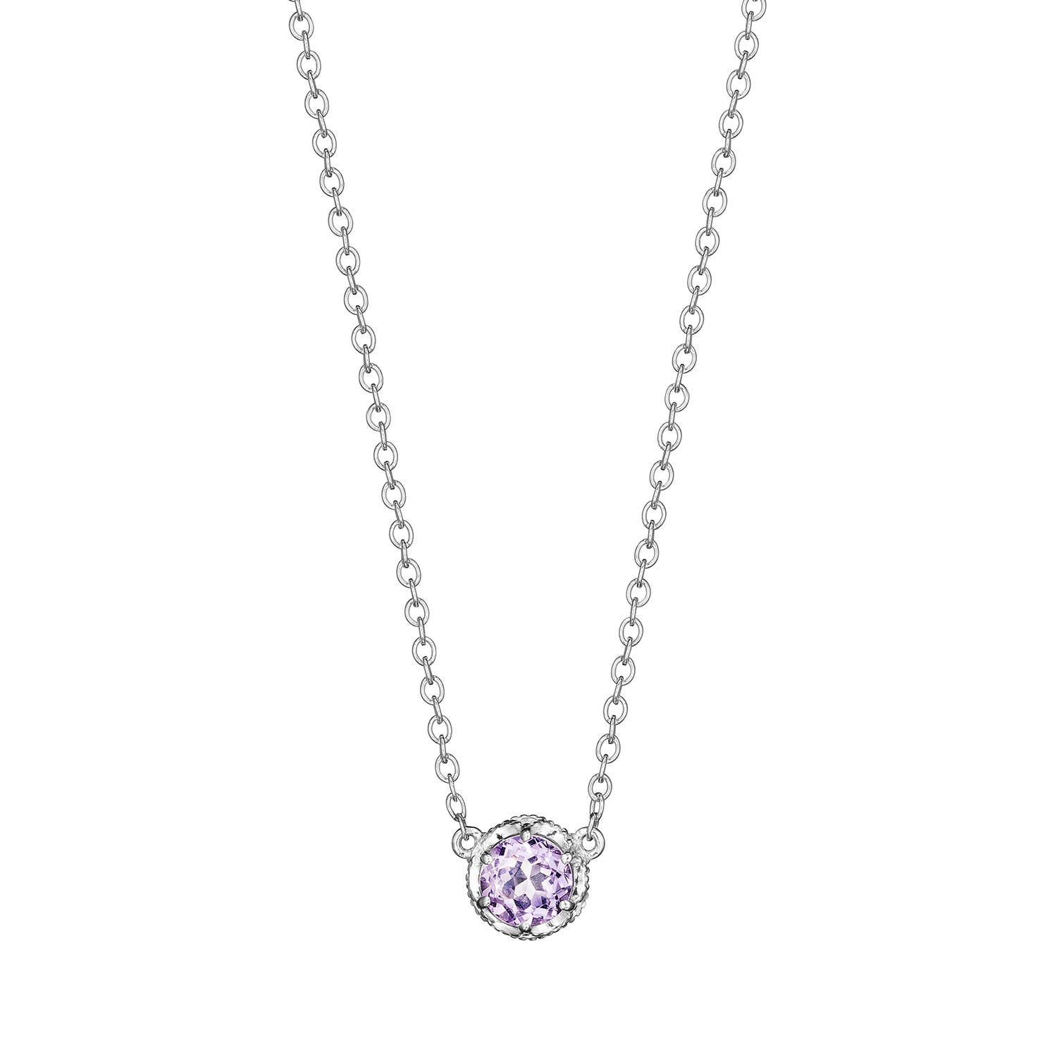 Petite Crescent Crown Gem Necklace featuring Rose Amethyst