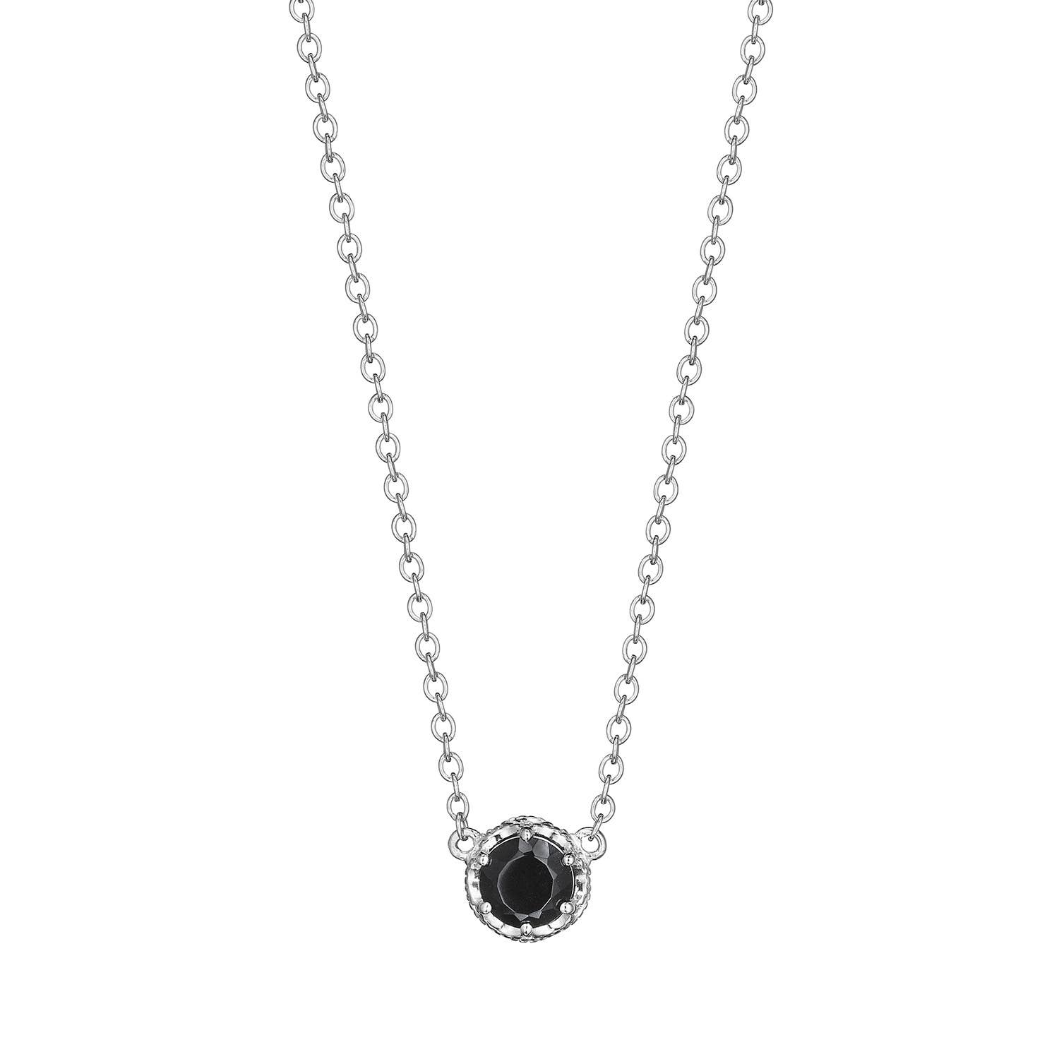 Petite Crescent Crown Gem Necklace featuring Black Onyx