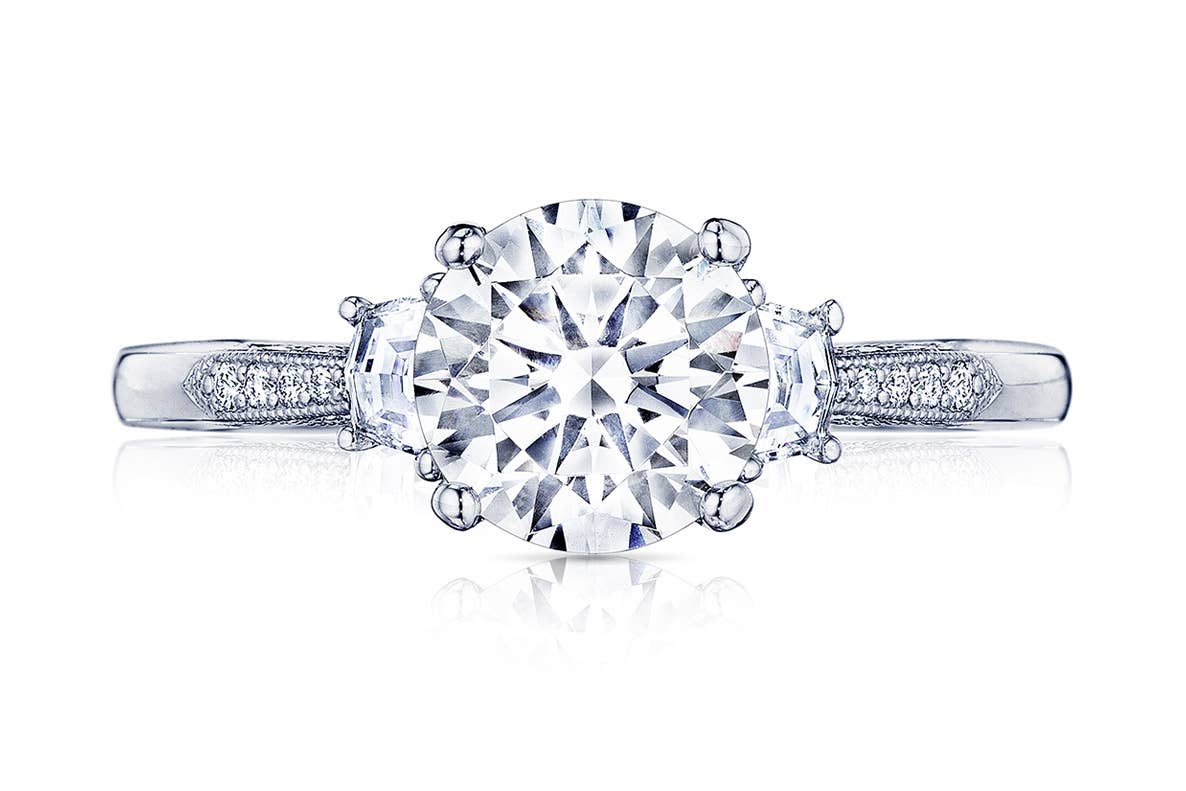 Three Stone Engagement Ring in Diamond
