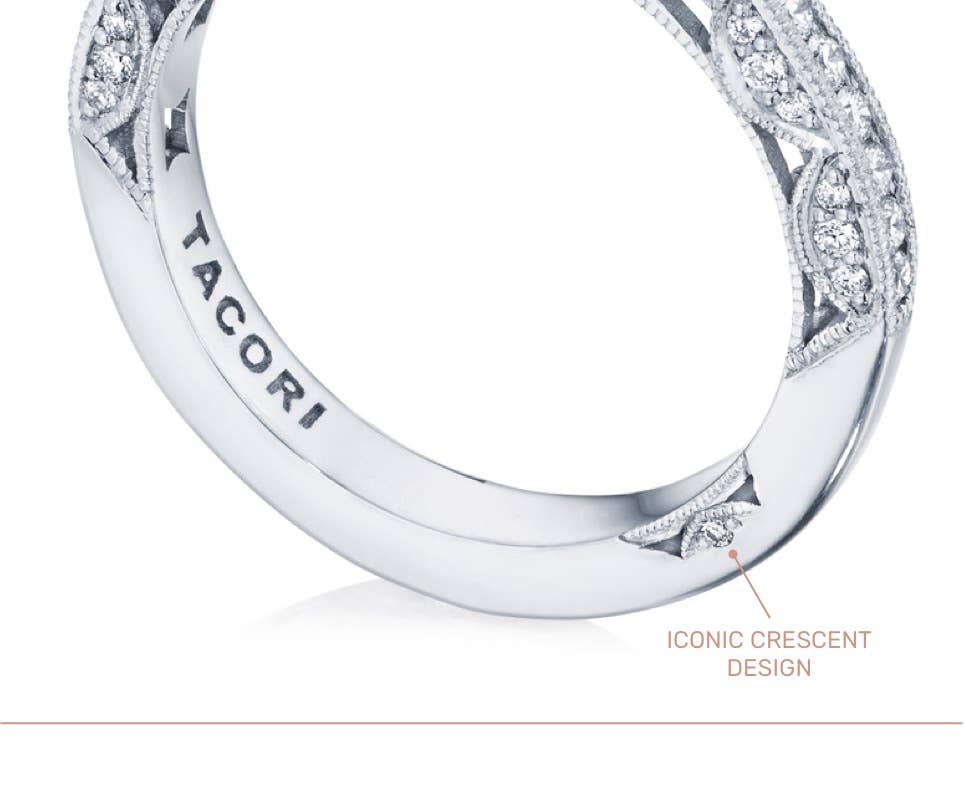Engagement ring with iconic crescent design