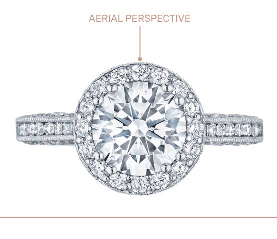 Aerial prespective of an engagement ring