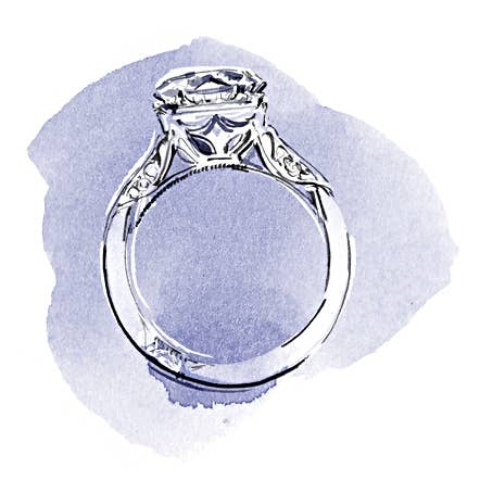 Watercolor painting of Tacori engagement ring